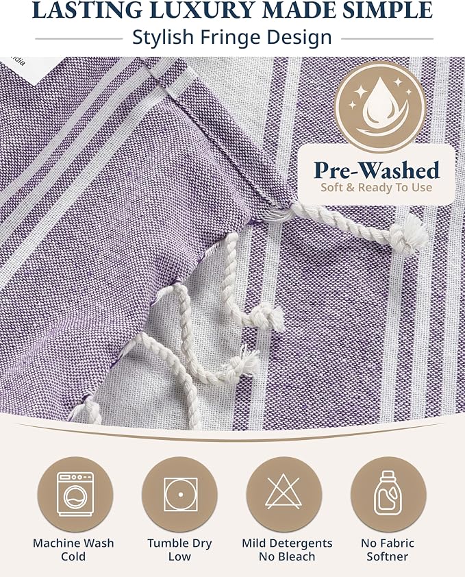LANE LINEN Beach Towels 4 Pack Oversized - Turkish Towel Set, Pre-Washed Oversized Beach Towel, Quick Dry Beach Towels for Travel, Beach Towel Large, 39"x71" - Regal Orchid