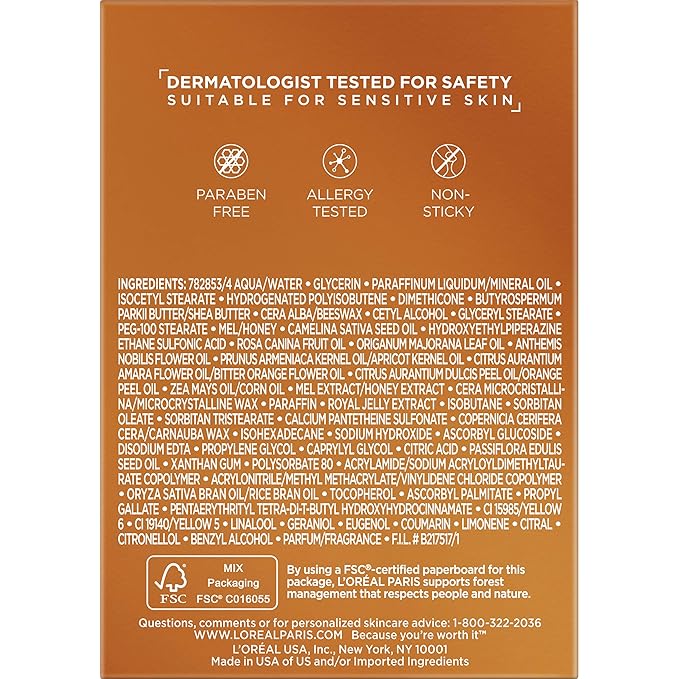 L'Oreal Paris Skincare Age Perfect Hydra Nutrition Ultra Nourishing Honey Night Balm,Face Moisturizer to Comfort,Improve Resilience on Dry Skin,Manuka Honey and Nurturing Oils,1.7 oz.,(Pack of 2)