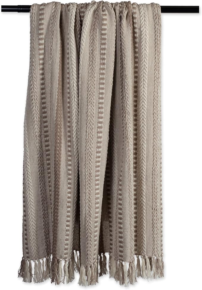 DII Braided Striped Decorative Throw Blanket, 50x60, Stone (Pack of 12)