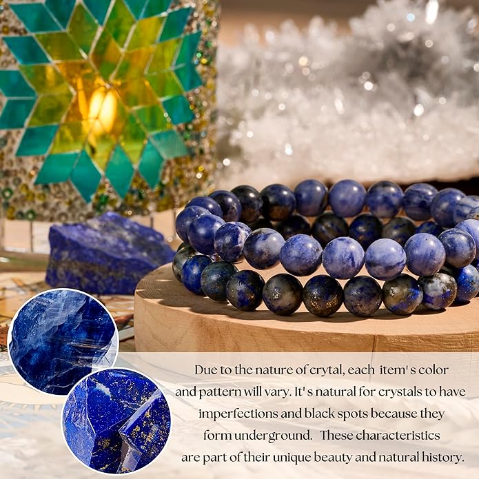 Bivei Natural Gemstone Semi Precious Healing Crystals Handmade Stretchy Round Beads Bracelet,Stocking Stuffers for Women Enhance Positive Energy