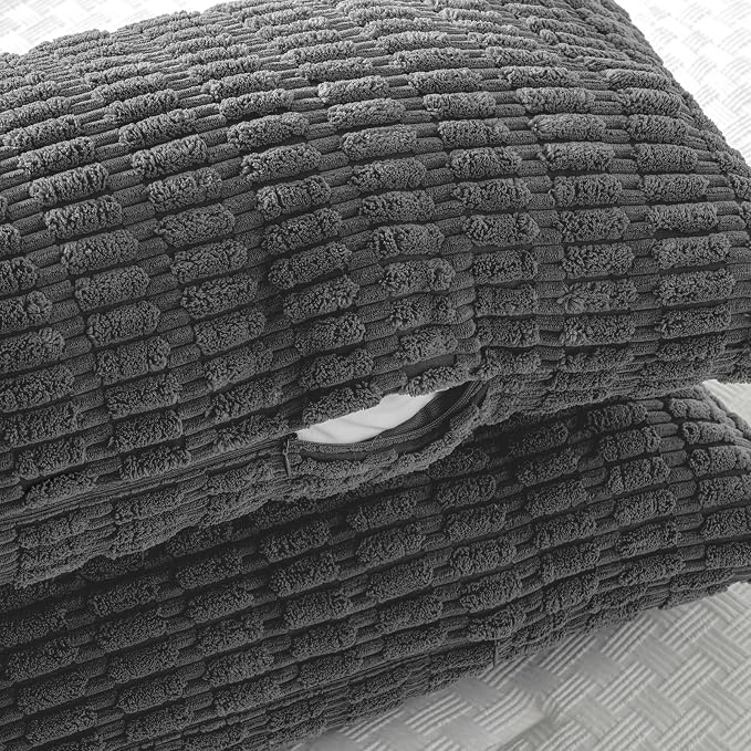 Fancy Homi Decorative Throw Pillow Covers for Bed Couch Bedroom Bench, Soft Corduroy Solid Pillow Case, Rustic Farmhouse Boho Room Decor,54" x 20" (Pack of 1),Dark Gray