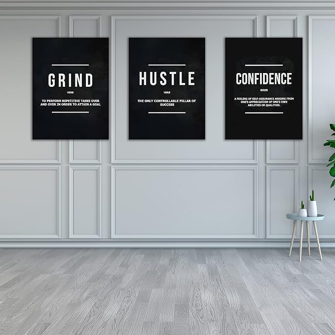 Yetaryy Motivational Poster Inspirational Wall Art 3 Pieces Canvas Painting Lion Artwork for Living Room Office Modern Home Decor Prints Pictures Wall Decor Framed Ready to Hang [36''Wx 16''H]