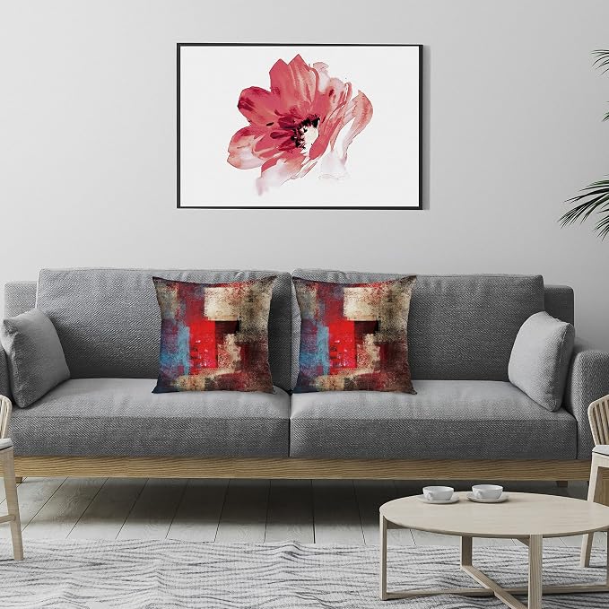 Emvency Throw Pillow Covers Set of 2, 18 x 18 Inch, Red Brown | Abstract Modern Painting Outdoor Decorative Square Pillow Cases Couch Cushion Case for Couch Bed Sofa Living Room Home Decor
