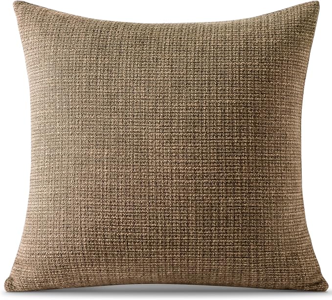 OTOSTAR Linen Throw Pillow Cover Set of 1 Decorative Square Pillowcases Cushion Covers 16x16 Inch for Home Decor Sofa Bedroom Car 40 x 40CM Brown