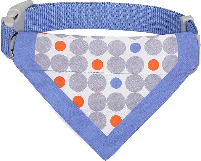 Blueberry Pet Unisex Polka Dots Chilling Summer Blue Cotton Blend Neckerchief Scarf Bandana Adjustable Dog Collar, Medium, Neck 14.5"-20"