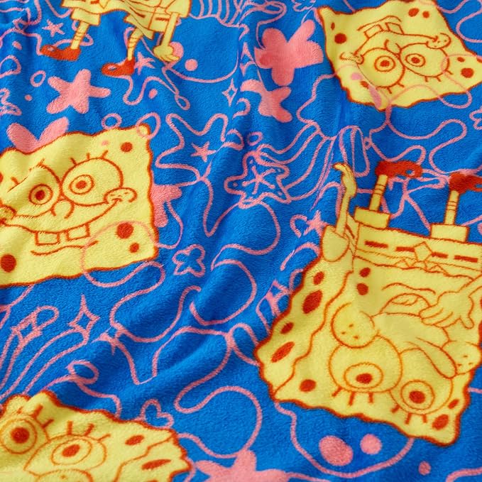 Northwest Spongebob Spongey Smiles Hugger Pillow & Silk Touch Throw Blanket Set, Stuffed Animal, 50x60 inch Blanket and 11 inch Plushie