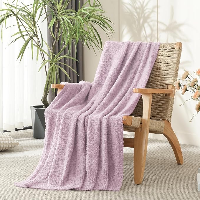 Light Purple Throw Blanket, Soft Fluffy Fuzzy Knit Blanket for Couch Bed Sofa, Cozy Plush Warm Blanket for Bedroom Living Room, Spring Home Decor, 50x60 Inches