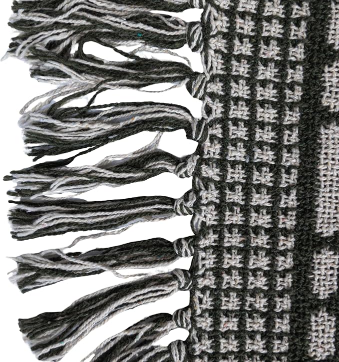 Bloomingville Soft Recycled Cotton Blend Throw with Diamond Pattern, Green and Beige