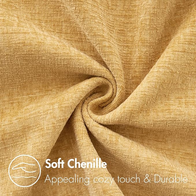MIULEE Soft Chenille Lumbar Throw Pillow Covers Gold 12x20 Inch Pack of 2 | Modern Home Decor, Classic Decorative Pillows, Solid Dyed Cases, Boho Couch Cushion Covers for Sofa Bed Living Room