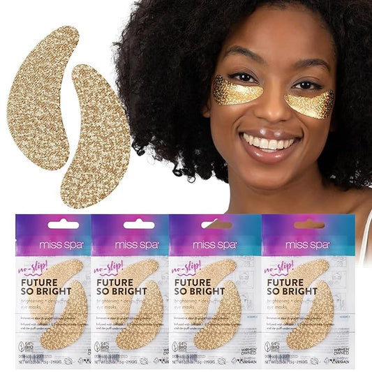 MISS SPA Under Eye Patches Brightening De-Puffing Eye Masks with Caffeine B3 Vitamins, Hydrating Eye Masks for Wrinkles Fine Lines Gold Under Eye Patches Skin Care, Dermatologist Tested (4 pairs)