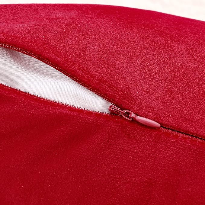 NiNi ALL Red Velvet Throw Pillow Covers 28x28 Pack of 2 Decorative Couch | Soft Solid Boho Cushion Squar Pillow Cases for Chair Sofa Bedroom Farmhouse Living room Modern Luxury Home Decor Christmas