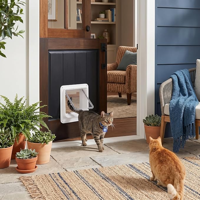 GLOGLOW Automatic Cat Door Interior Door, Smart Pet Access with Electronic Flap, Collar Activated and Secure Locking for Cats and Dogs, 10.24x11.61in Size