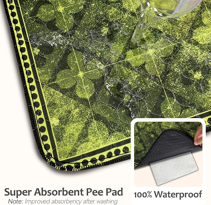 Washable Guinea Pig Pee Pads,Reusable Guinea Pig Cage Liner 2 Pack | Waterproof, Leak-Proof, Absorbent & Non-Slip, 24"x48" Bedding Potty Training Mat for Small Animal Rabbit Bunny Hamster Rat