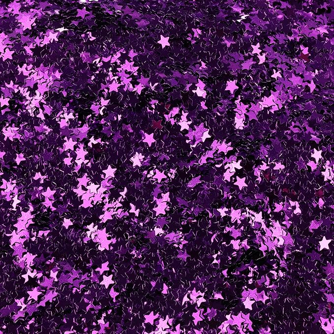 Nail Glitter - Violet Stars Chunky Glitter in Jar - 2,5 Oz Glitter for Crafts - Glitter for Slime - Face Glitter - Candle Glitter - Body Glitter