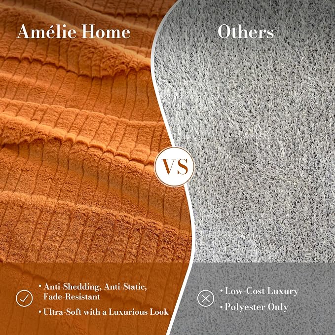 Luxury Striped Faux Fur Throw Blanket for Couch, Soft Cozy Fuzzy Fluffy Soft Plush Blankets Sofa Chair Gift Blankets for Women, 60"x80", Brown