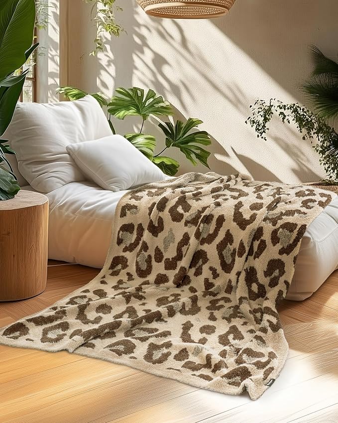Knit Throw Blanket for Couch, Soft Cozy Fluffy Knitted Blanket for Sofa, Bed, Gift for Women Girls Home Decor (Brown, Twin 60"x80")