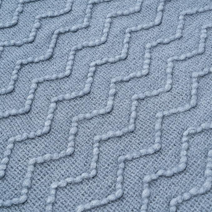 BATTILO HOME Throw Blanket for Couch, Textured Knit Throw, Bluish Grey Throws for Home Decor, Soft Blanket Throw for Bedroom Decor Housewarming Gifts, 50"x60"