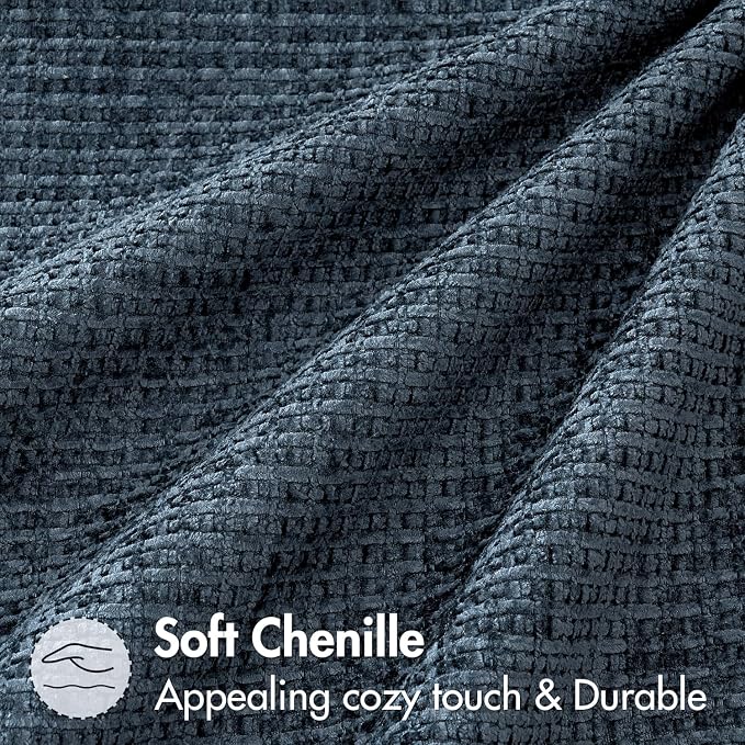 MIULEE Decorative Couch Throw Pillow Covers 18x18 Inch Navy Blue 2 Pack | Coastal Modern Boho Accent, Soft Chenille Pillow Covers, Farmhouse Cushion Cases for Home Decor Bed Sofa Living Room