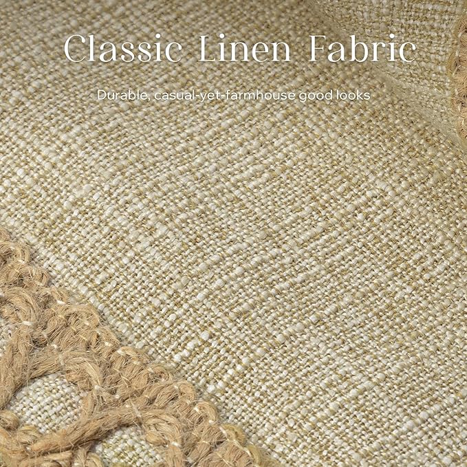 Phantoscope Pack of 2 Farmhouse Decorative Solid Throw Decorative Pillow Cover Burlap Linen Trimmed Tailored Edges, Oatmeal 26 x 26 inches 65 x 65 cm