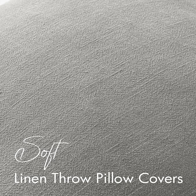 EMEMA Euro Sham Decorative Linen Throw Pillow Covers 26x26 Inch Light Grey | Boho Farmhouse Neutral Couch Throw Pillows for Bed Pack of 2 Accent Pillowcase Modern Sofa Cushion Livingroom Home Decor