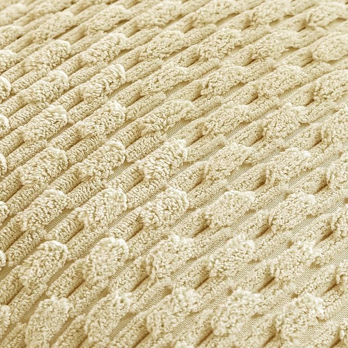 Set of 4 Pale Yellow Decorative Throw Pillow Covers 20x20 Inch Corduroy Pillow Covers for Bed Couch Sofa Living Room Soft Square Cushion Cases
