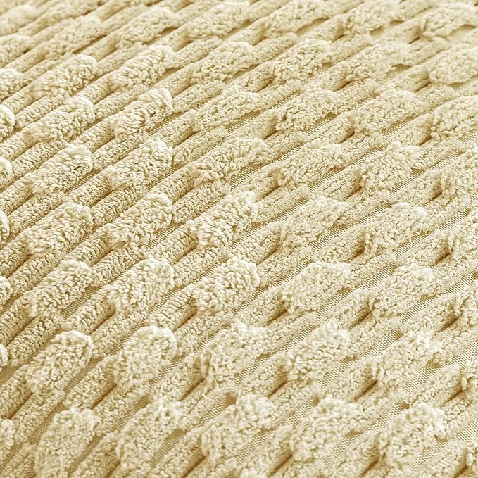Set of 4 Pale Yellow Decorative Throw Pillow Covers 16x16 Inch Corduroy Pillow Covers for Bed Couch Sofa Living Room Soft Square Cushion Cases