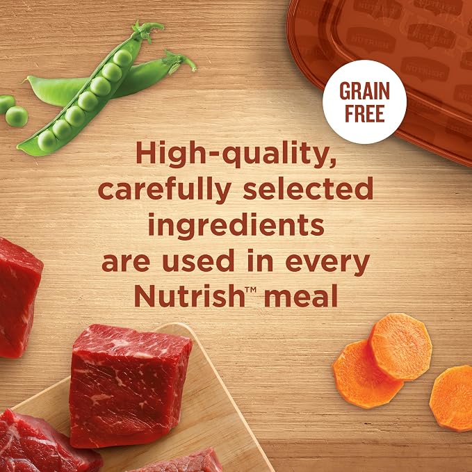 Nutrish Hearty Beef Stew Wet Dog Food, 8 oz. Tub (Pack of 8) (Rachael Ray) | Made with Potatoes, Carrots & Peas, No Artificial Flavors, No Added Corn, Grain, Gluten or Soy Ingredients