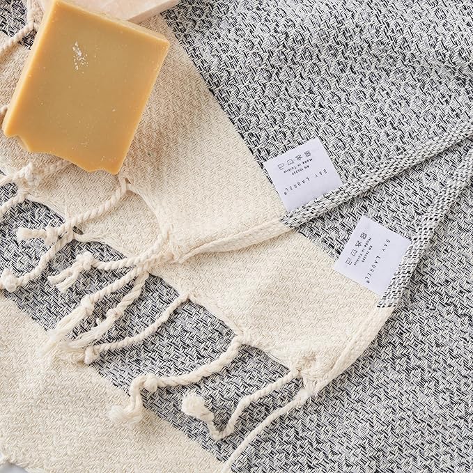 BAY LAUREL Turkish Hand Towel – Pack of 2 | Soft & Absorbent Decorative Towels for Bathroom, Hand, Face, Hair, Gym, Yoga, SPA, Kitchen & Tea | Boho Decor (Gray, Diamond 15x26 Inches (Set of 2)