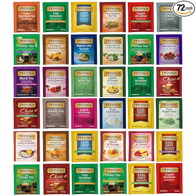 Twinings Tea Bags Sampler Assortment Variety Pack (72 Count) 36 Different Flavours Tea Lovers: Her, Him, Women, Men, Couples, Family, Friends, Coworkers
