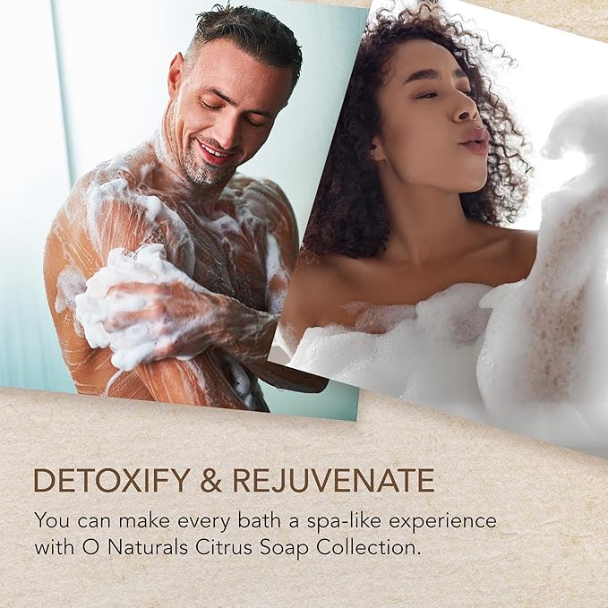 O NATURALS 100% Natural Bar Soap - Gift Set - Organic Ingredients & Essential Oils - Spa Gifts for Women & Men, Body Wash & Face Soap - 6PC Citrus Soap Collection