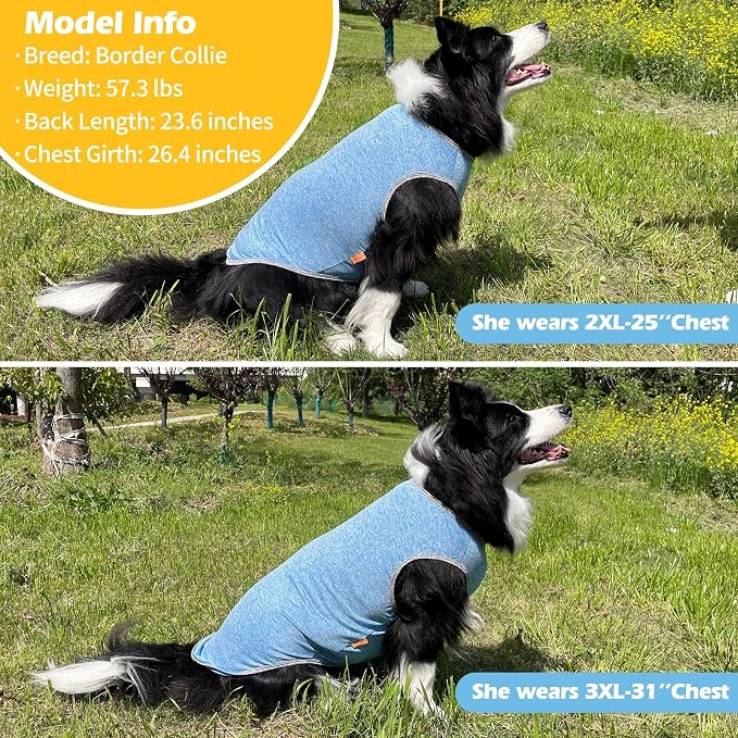KYEESE 2Pack Dog Shirt for Large Dogs Sun Protection Tank Top for Summer | Reflective for Safety, Lightweight & Breathable, Shedding Control, Skin-Friendly for Sensitive Dogs, Easy On/Off, Quick Dry