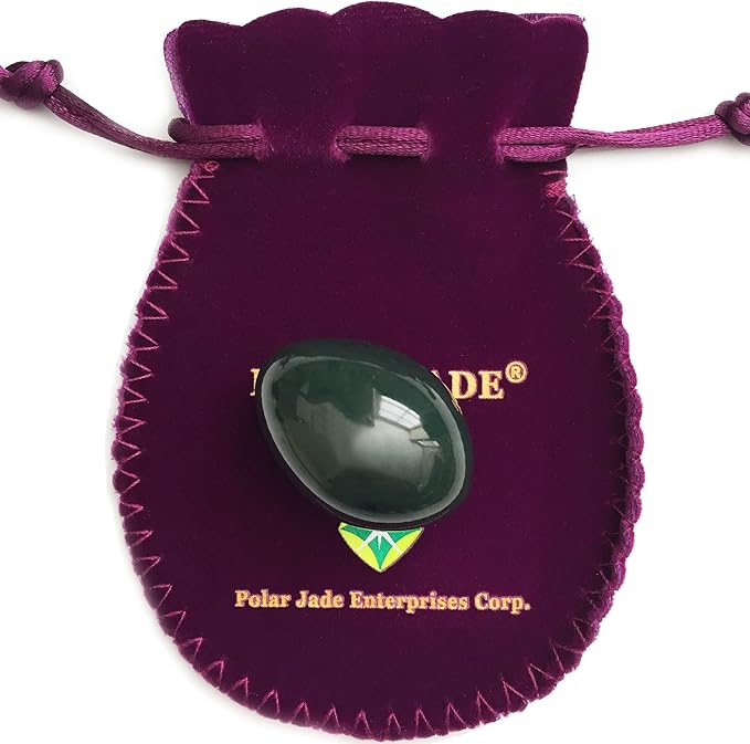 Polar Jade Undrilled Nephrite Jade Stone Egg – Small Size (35 × 25 mm) | 100% Natural Canadian Jade, Smooth Hand-Polished with Certificate of Authenticity & Velvet Pouch