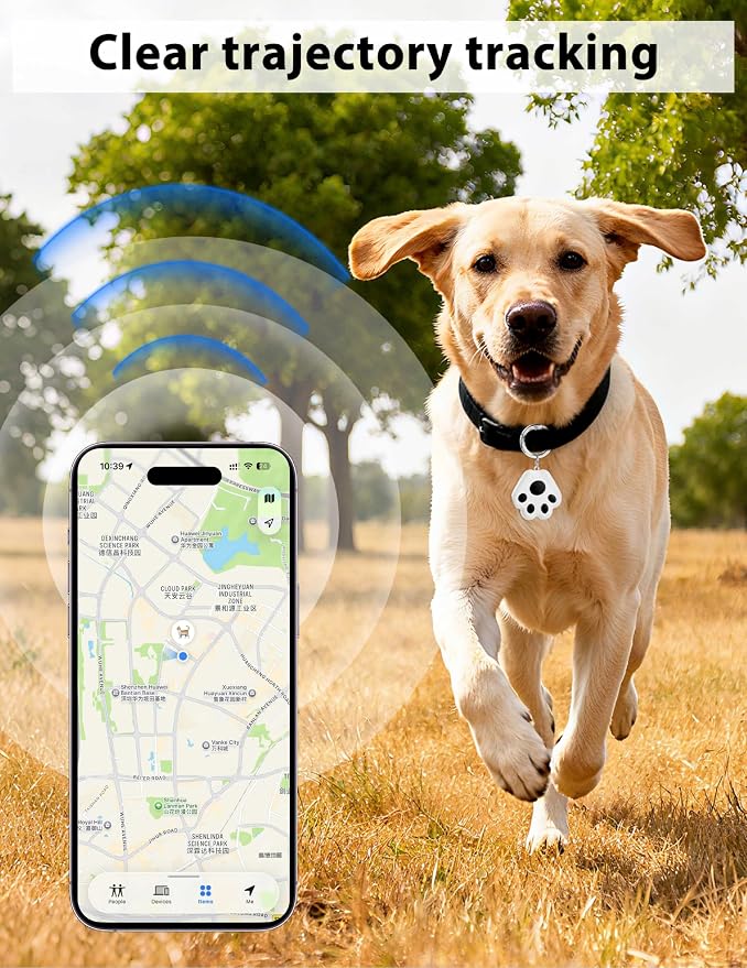 Pet GPS Tracker for Dog and Cat: Dogs and Cats Small Tracking Tag for Google and iOS with No Subscription No Fee - Smart Pets Trackers Waterproof Dustproof Extra Long Batteries Life of 360 Days