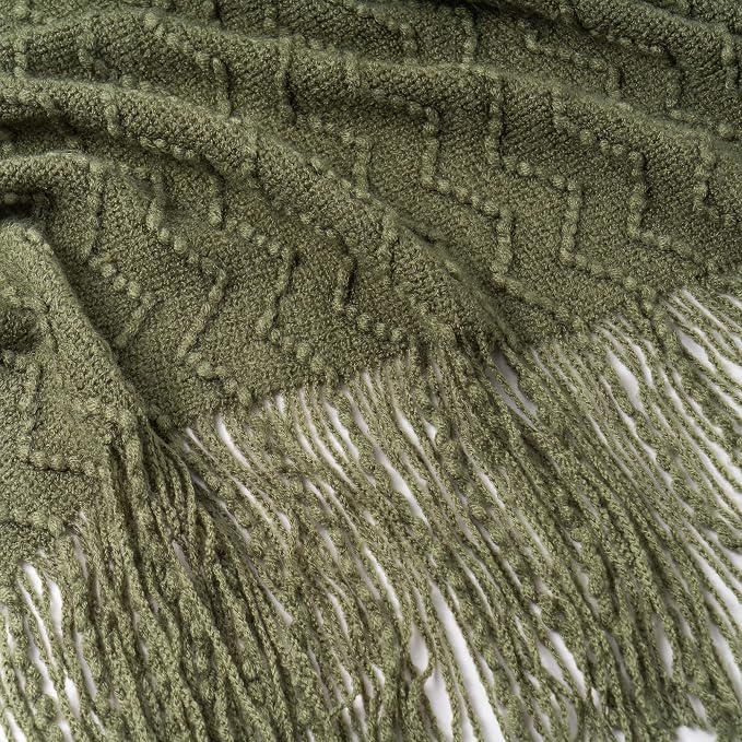 BATTILO HOME Throw Blanket for Couch, Textured Knit Throw, Olive Green Throws for Home Decor, Soft Blanket Throw for Bedroom Decor Housewarming Gifts, 50"x60"