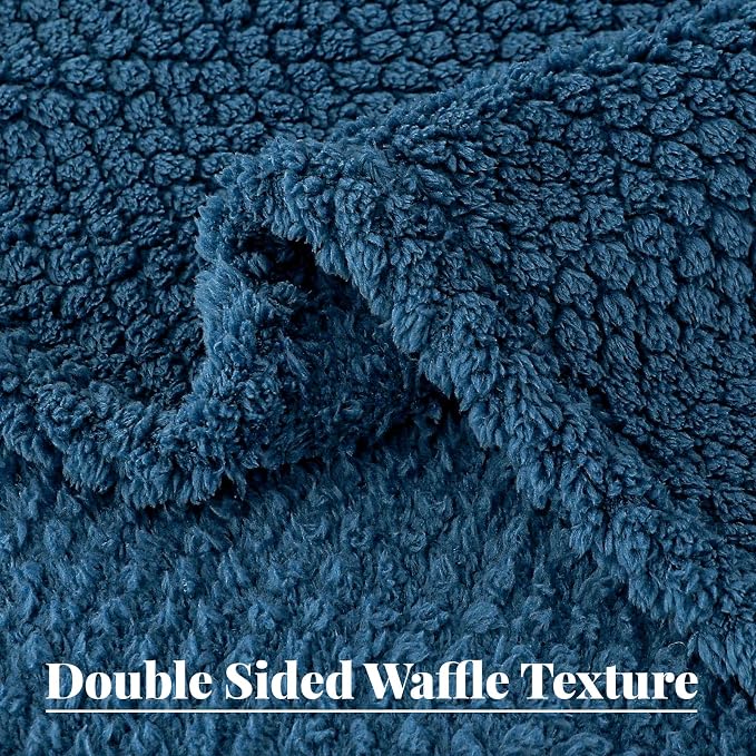 Whale Flotilla Extra Large Soft Fleece Throw Blanket for Couch | 50x70 Inch, Navy Blue, Suitable for Sofa Chair Bed, Fluffy Fuzzy Jacquard Blankets for All Season, Lightweight and Cozy