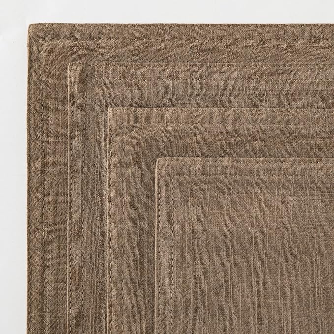 MIULEE Khaki Boho Linen Decorative Pillow Covers 20x20 Inch Pack of 4 | Natural Throw Pillow Covers, Soft Farmhouse Couch Pillowcases, Modern Home Decors for Living Room Bed Sofa