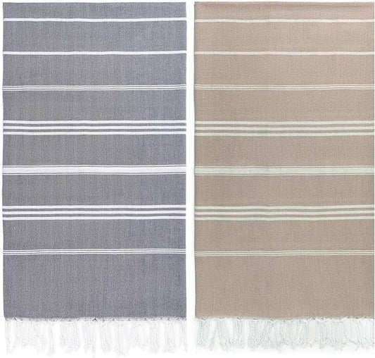 Aegero 2 Packs Turkish Beach Towel, 36"x71" Quick Dry Sand Free Oversized Bath Pool Swim Towel, Lightweight Travel Turkish Towels Vacation Essentials