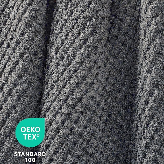 Waffle Knit Throw Blanket for Couch, Soft Cozy Chunky Knit Thick Knitted Blanket for Sofa, Bed, Gift for Women Girls Home Decor (Grey, Throw 50"x60")