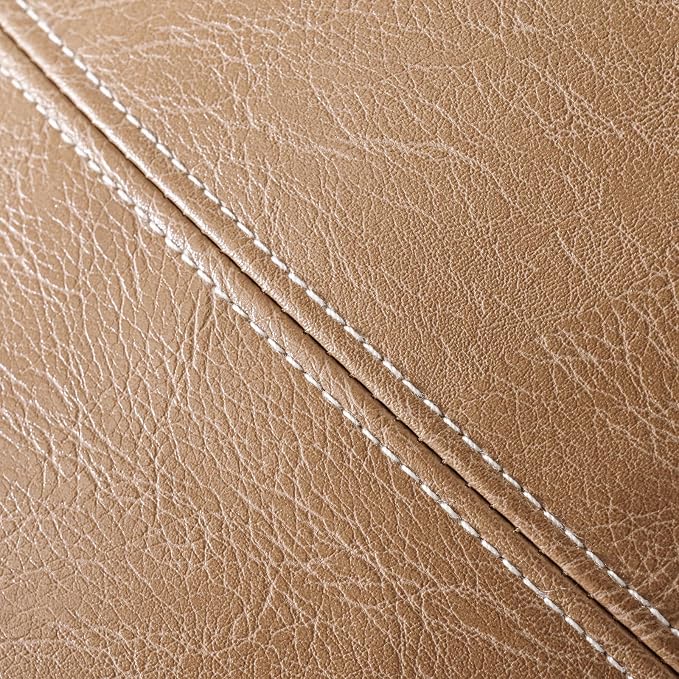 Fancy Homi Light Brown Boho Long Lumbar Faux Leather Decorative Throw Pillow Covers 14x36 Inch for Living Room Couch Bed Sofa, Hand Stitched Rectangle Cushion Case, Rustic Modern Farmhouse Home Decor