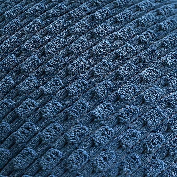 Set of 4 Blue Decorative Throw Pillow Covers 12x20 Inch Corduroy Pillow Covers for Bed Couch Sofa Living Room Soft Cushion Cases