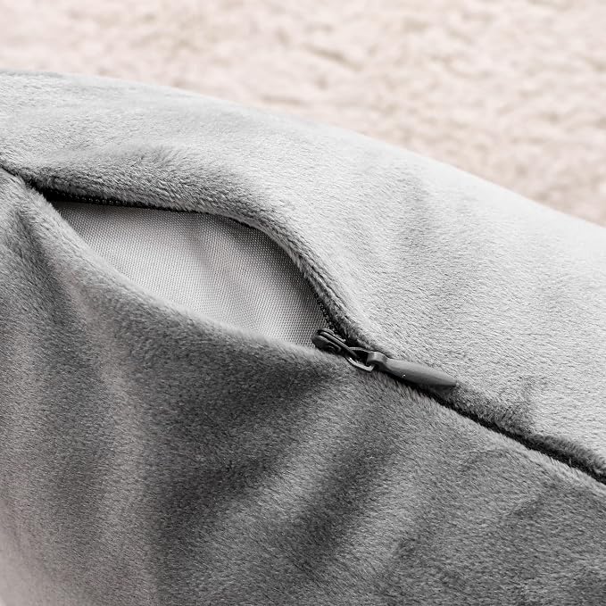 NiNi ALL Grey Velvet Throw Pillow Covers 12x20 Pack of 2 Decorative Couch | Soft Solid Boho Cushion Squar Pillow Cases for Chair Sofa Bedroom Farmhouse Living room Modern Luxury Home Decor Christmas
