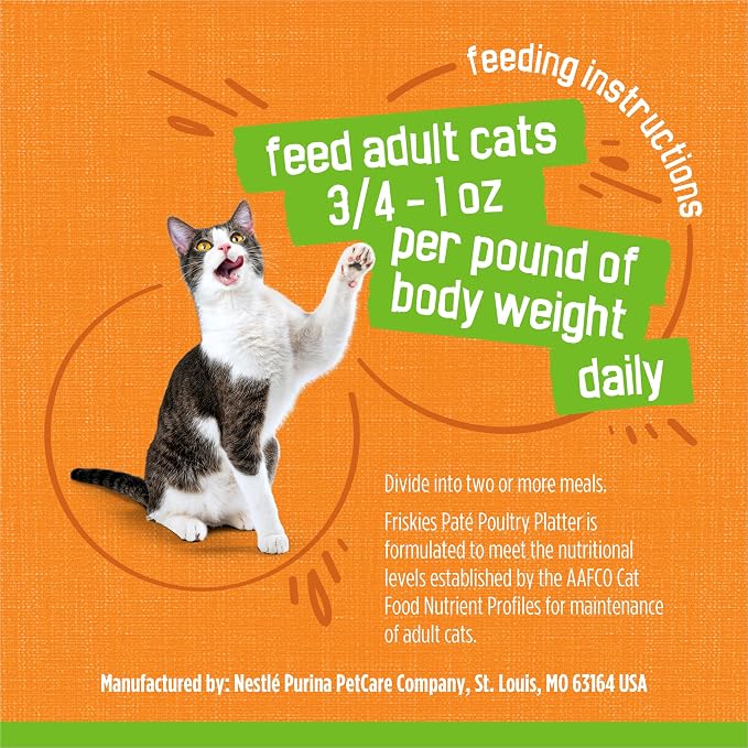 Friskies Purina Wet Cat Food Pate, Poultry Platter - 5.5 oz. Cans (Pack of 48)