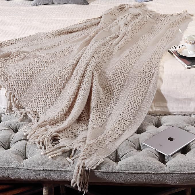 CREVENT Home Decor Couch Sofa Chair Bed Throw Blanket, Soft Warm Cozy Light Weight for Travelling, Giftable for Christmas(50''X60'' Taupe)