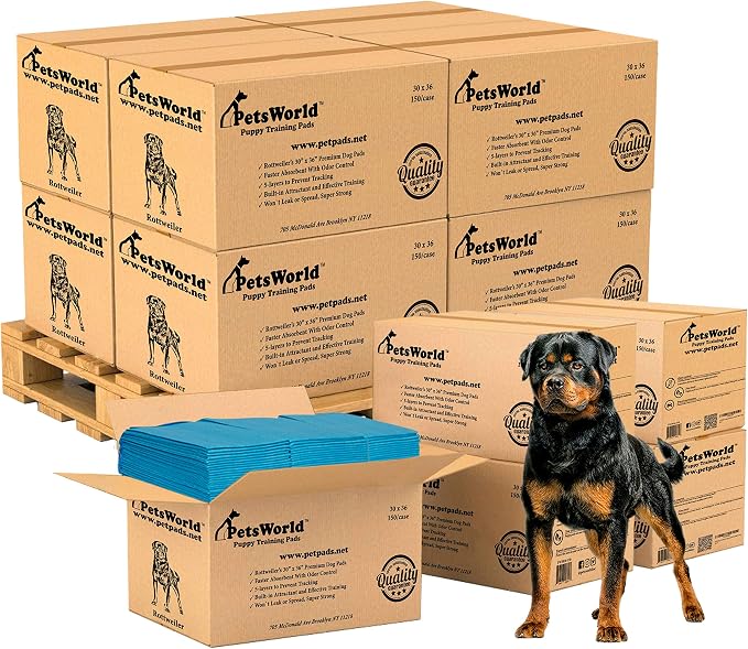 PetsWorld XL Dog Pee Pads 30"x36", 1,800-Count – Heavy Duty, Leak-Proof Potty Training Pads for Puppies & Large Dogs, Super Absorbent, Quick-Dry Disposable Pads with Odor Control
