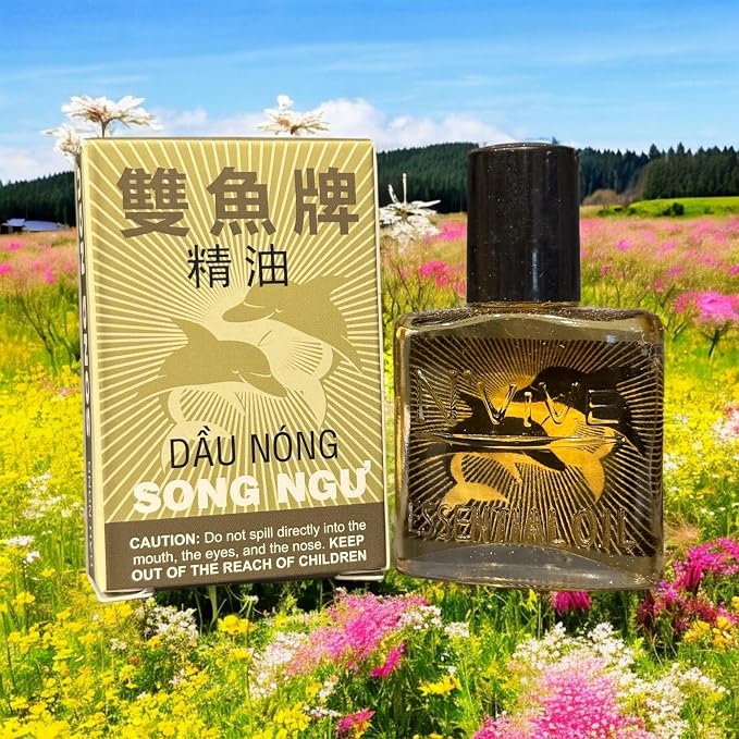 Combo - Yellow Muscular Balm and Song Ngu Essential Oil - Dau Cu La Vang Xoa Bop Co Bap Con O va Dau Nong Song Ngu