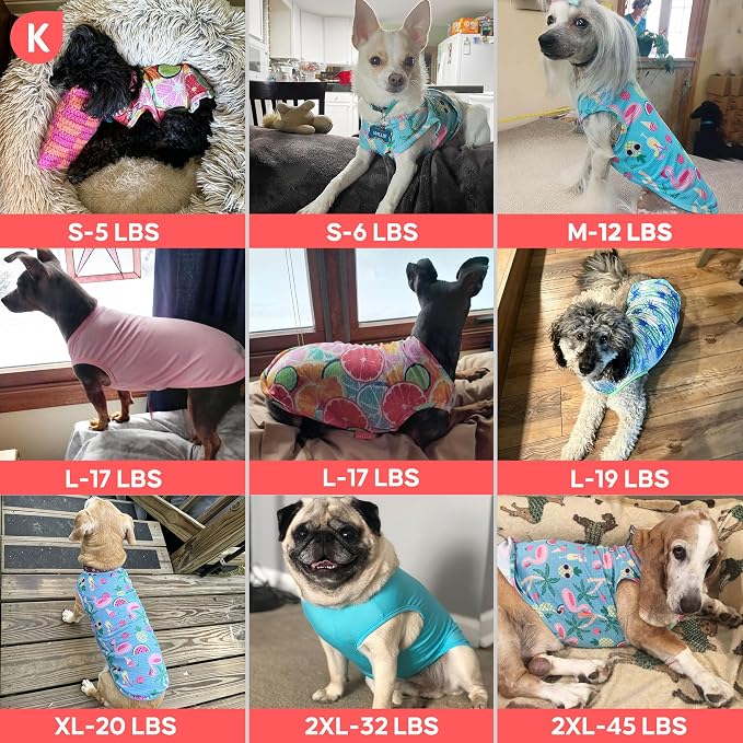 KYEESE 2Pack Dog Shirt, Lightweight Sun Protection Dog T Shirts for Large Dogs Boy Girl, Breathable Mesh Tank Top Sleeveless Pet Reflective Vest, Soft Summer Dogs Clothes, Flamingo+Blue, 3XL