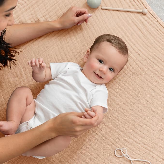 Comfy Cubs Muslin Baby Blanket 40" x 40" L - Swaddle Blankets, Cream | Soft, Lightweight, 6-Layer Cotton Breathable Baby Blankets - Comfortable, Gentle & Versatile Cotton Baby Blankets for Sleep