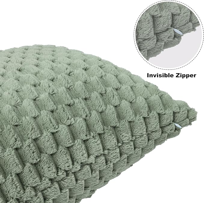 Bnuitland Flannel Throw Blanket, 300 GSM Fleece Cozy Warm Soft Home Decor Lightweight Bed Sofa Blanket for Adults, Suitable for All Seasons(Sage Green,50X71 inches with Pillow Cover)