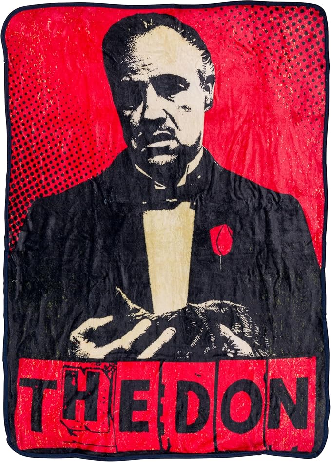 Silver Buffalo The Godfather Don Vito Corleone, Fleece Throw Blanket, 45x60in | Soft Polyester, 185 GSM, 114 x 152 cm, Black