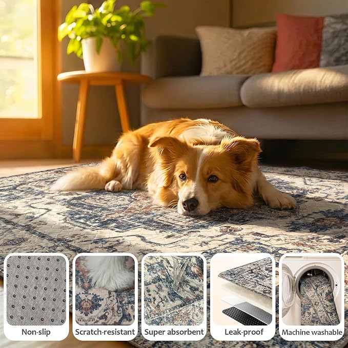 Washable Pee Pads for Dogs, Reusable Puppy Potty Training Pads, Ultra-Absorbent Thick Waterproof Leak-Proof Non-Slip Pads & Mat for Crate, Playpen, Floor, Whelping & Housebreaking , 2 Pack 36"x48"